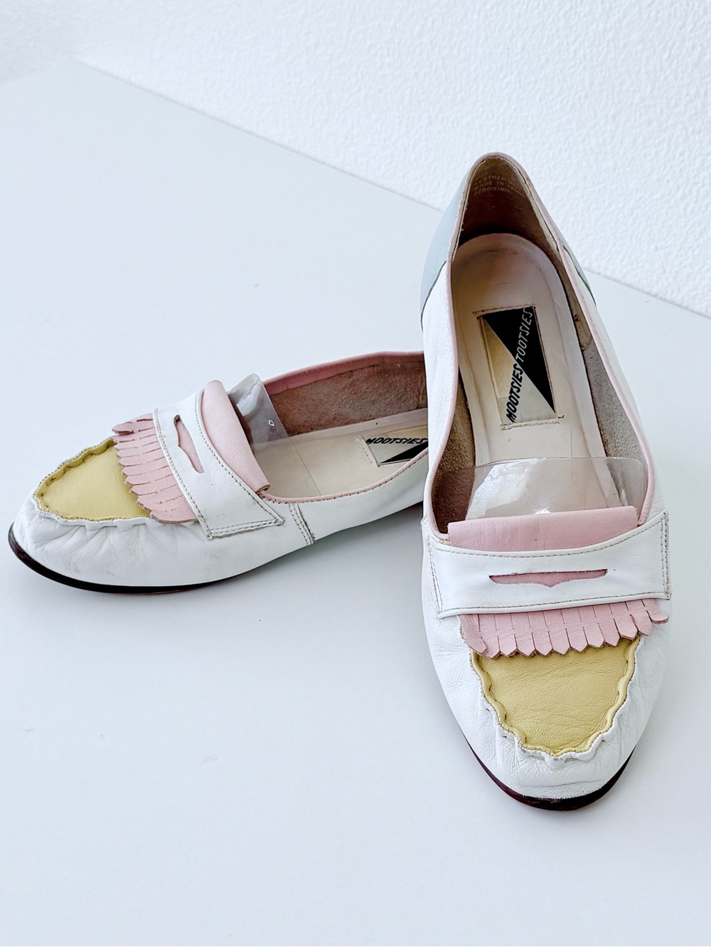 Vintage 80s Mootsies Tootsies Leather Pastel Penny Loafers| Kiltie Flats Size 10